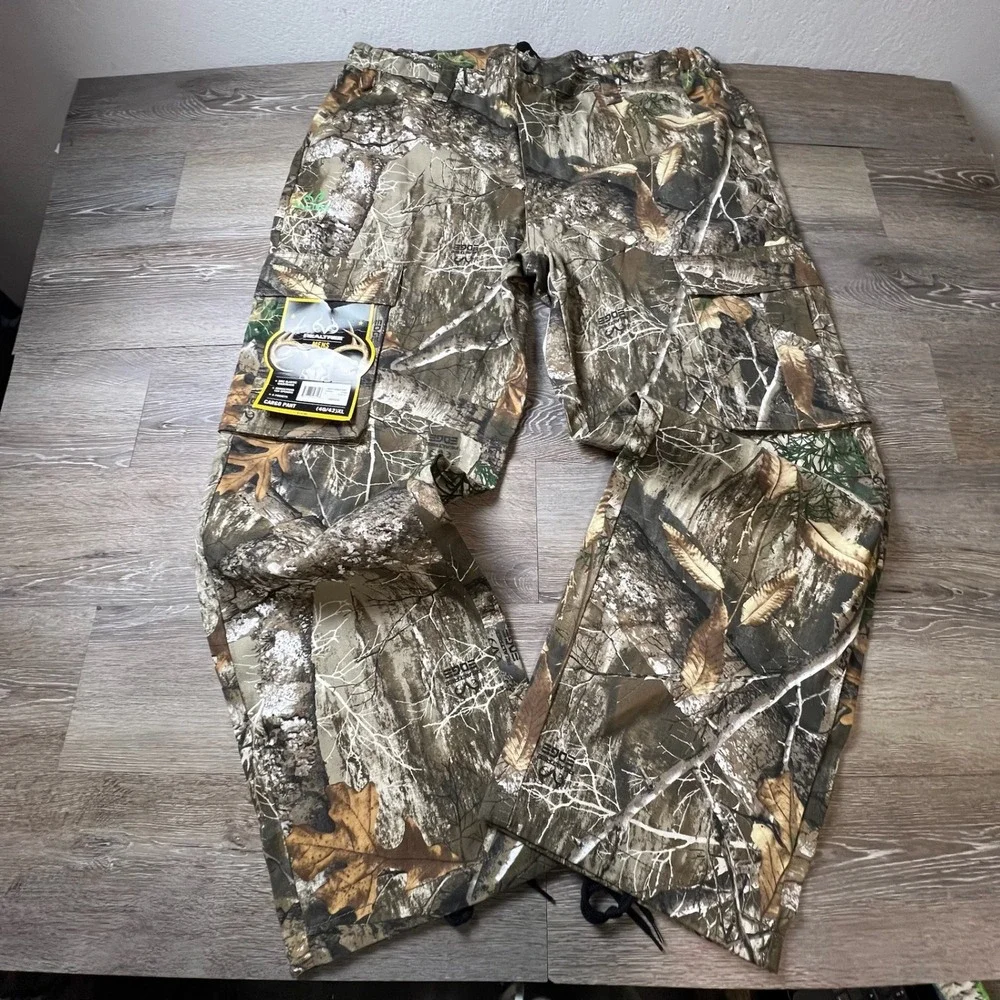Realtree Cargo Pants Mens XL 40/42 Camo Edge 6-Pocket Drawstring New
